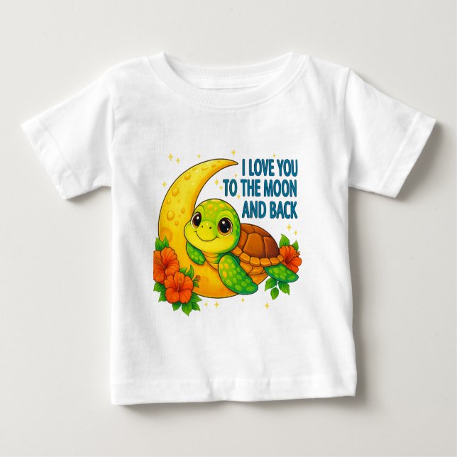 Liebe Sie zum Mond und zurück zur Babyschildkröte Baby T-shirt (Vorderseite)
