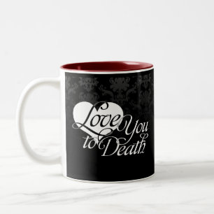 Liebe Sie zum Tod - schwarzer gotischer Damast Zweifarbige Tasse