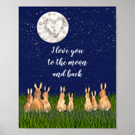 Liebe Sie zum Zitat "Moon & Back Bunny Night Star" Poster
