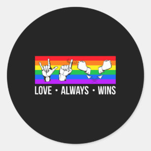 Liebe siegt immer ASL Gehörlosen-Bewusstsein Gay P Runder Aufkleber