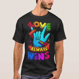 Liebe siegt immer Asl Gehörlosigkeits-Bewusstsein T-Shirt