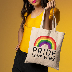 Liebe siegt Regenbogenfarben LGBTQ Gay Pride Monat Tragetasche