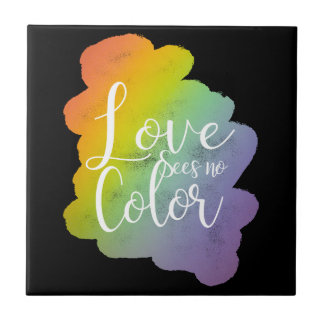 Liebe sieht keinen Farbquotenknopf Rainbow Black Fliese