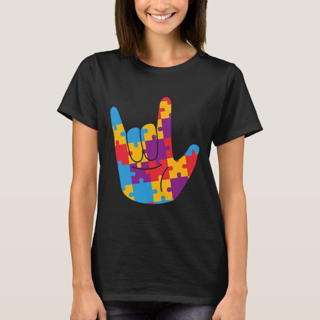 Liebe Signage Language Autismus Awareness Support  T-Shirt (Vorderseite)