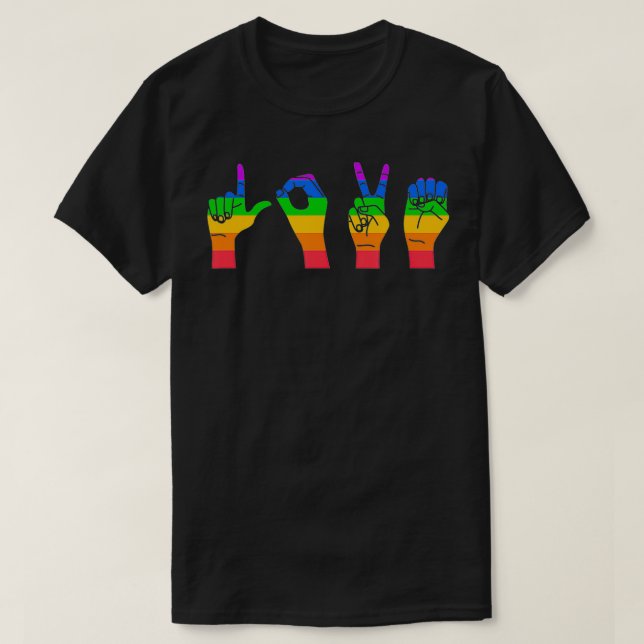 Liebe Signsprache Niedliche ASL LGBTQ Gay Pride Fl T-Shirt (Design vorne)