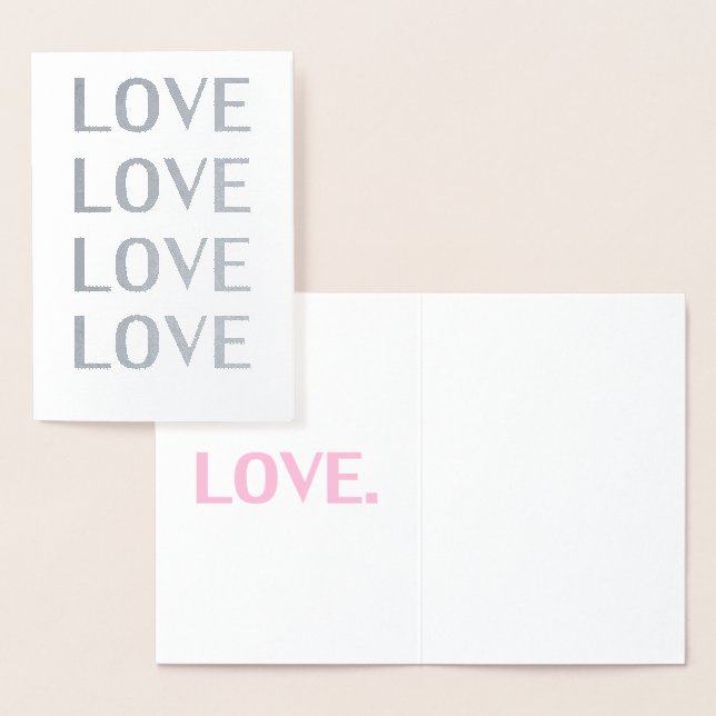 Liebe silber rosa moderne Typografie minimalistisc Folienkarte (Anzeige)