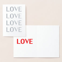 Liebe Silber & Rot minimalistischer Interieur-Text Folienkarte