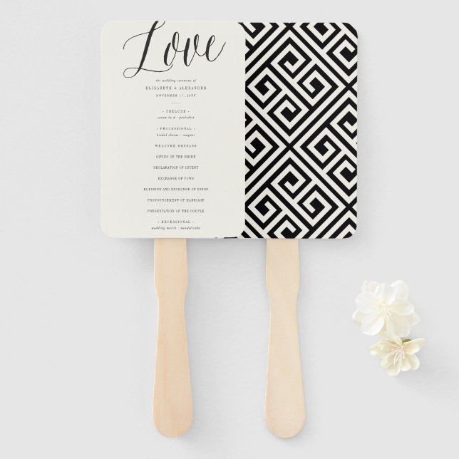Liebe Simple Script Geometric Chic Wedding Program Fächer (Vorne und Hinten)