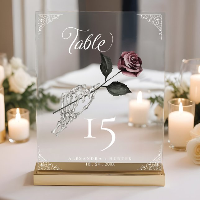 Liebe Skeleton Hand Rose Halloween Gotische Hochze Acrylschild (Love Skeleton Hand Rose Halloween Gothic Wedding T Acrylic Sign)