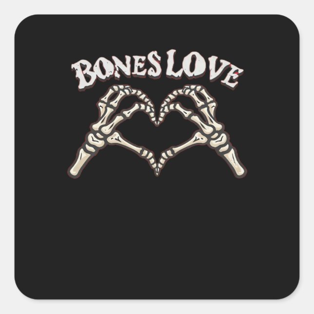 Liebe Skeleton Handklassik Quadratischer Aufkleber (Vorderseite)