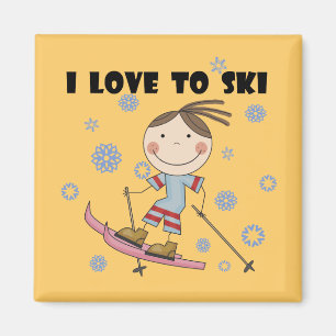 Liebe Ski zu fahren - Mädchen-T-Shirts und Magnet