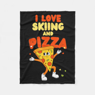 Liebe Skifahren und Pizza Schnee Hänge Berg Fleecedecke