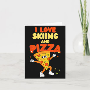 Liebe Skifahren und Pizza Schnee Hänge Berg Karte