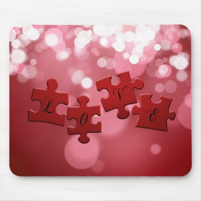 Liebe Skript Puzzle Pieces Mousepad (Vorne)