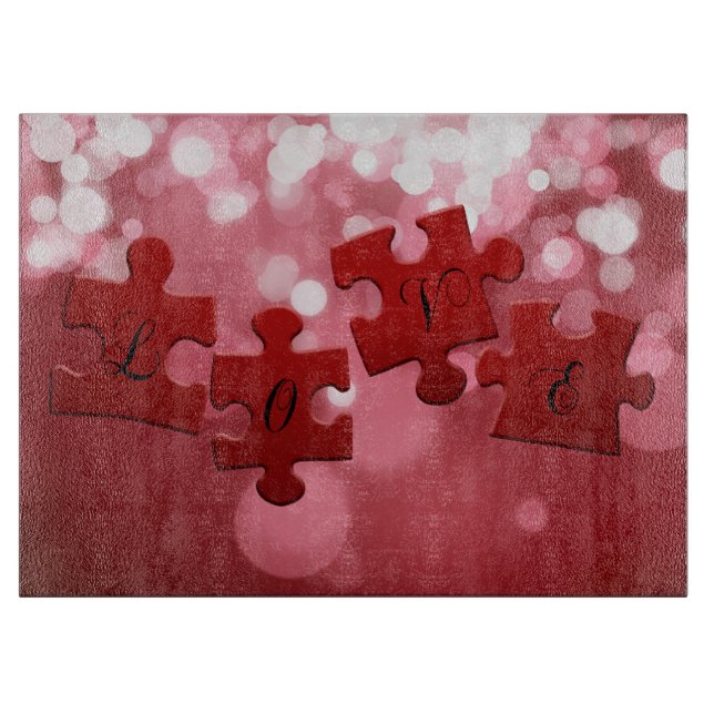 Liebe Skript Puzzle Pieces Schneidebrett (Vorderseite)