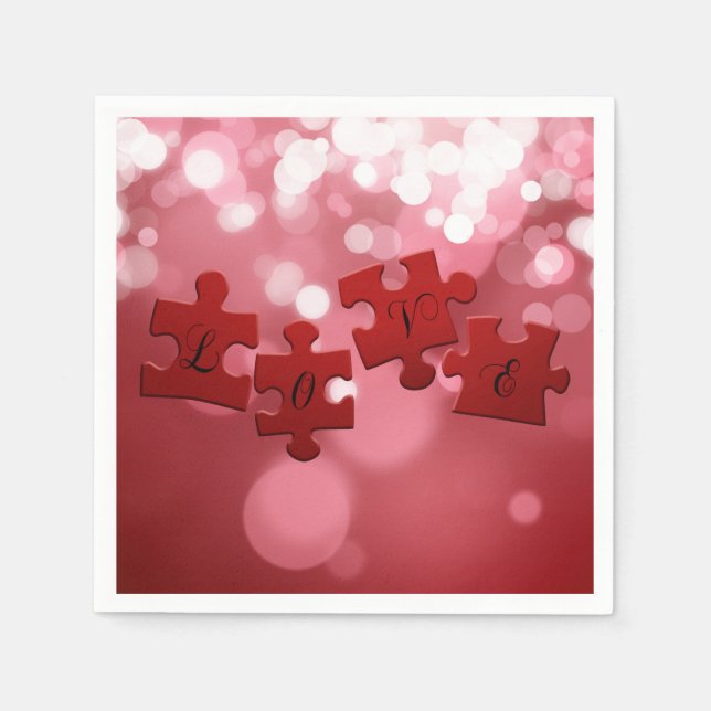 Liebe Skript Puzzle Pieces Serviette (Vorderseite)