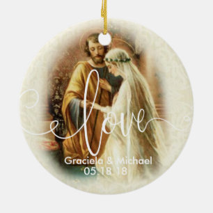 Liebe-Skript überlagerte   Wedding Braut-Bräutigam Keramik Ornament