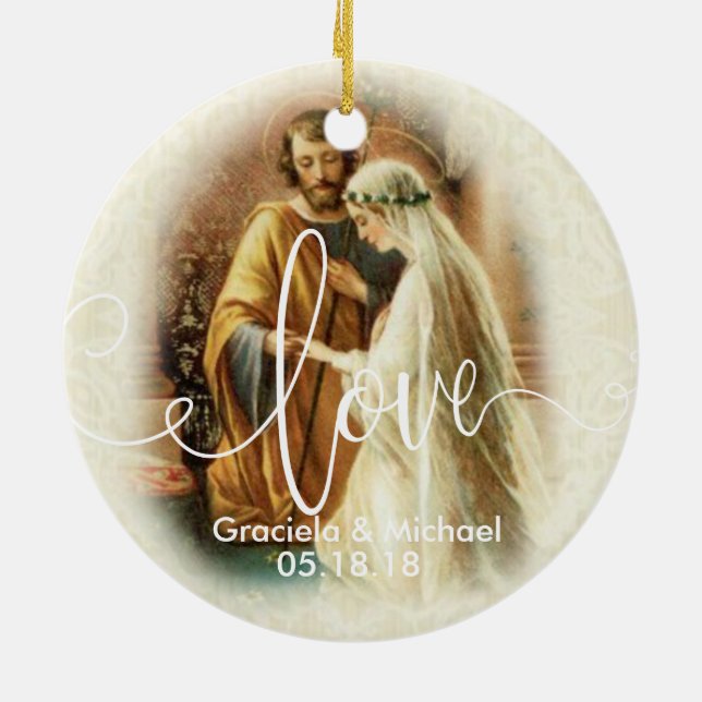 Liebe-Skript überlagerte | Wedding Braut-Bräutigam Keramik Ornament (Hinten)