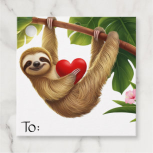 Liebe Sloth Holding Herz Hängen in Tree Valentine Geschenkanhänger