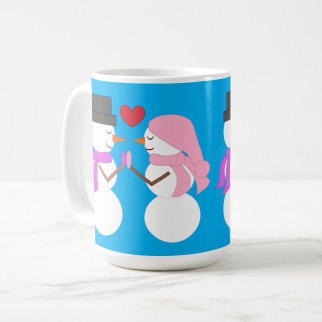 Liebe & Snowpeople: Blaugrün Kaffeetasse (Vorderseite Links)