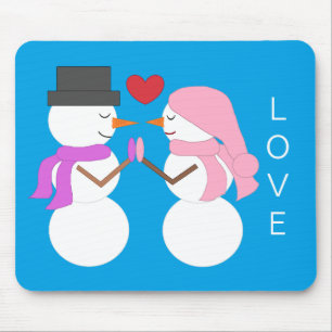 Liebe & Snowpeople: Blaugrün Mousepad