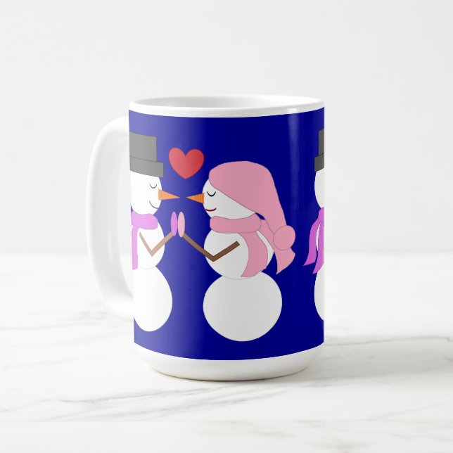 Liebe & Snowpeople: Dunkelblau Kaffeetasse (Vorderseite Links)