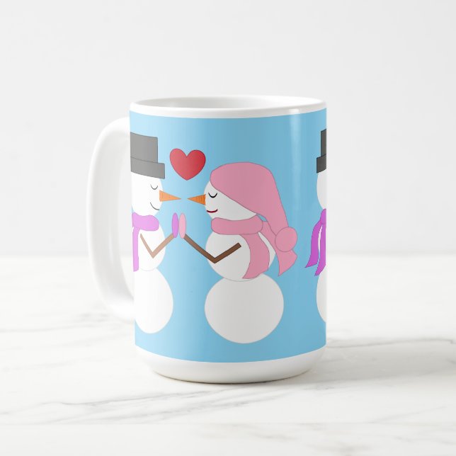 Liebe & Snowpeople: Light Blue Kaffeetasse (Vorderseite Links)