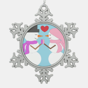 Liebe & Snowpeople: Light Blue Schneeflocken Zinn-Ornament