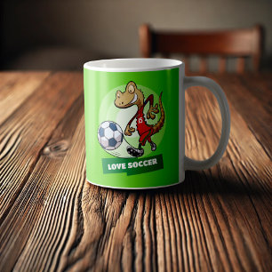 Liebe Soccer Niedlich Gecko Funny Soccer Player Ca Kaffeetasse