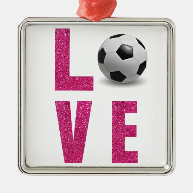 Liebe Soccer Ornament Aus Metall (Vorne)