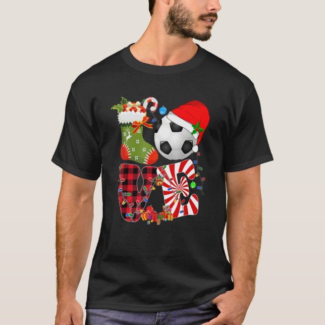 Liebe Soccer Weihnachtsmannmütze Sock Christmas Li T-Shirt (Vorderseite)