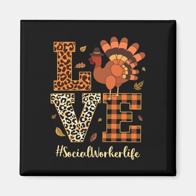 Liebe Social Worker Life Erntedank Herbst Magnet (Vorne)