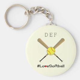 Liebe Softball hashtag Ihre Initialen Sport Schlüsselanhänger