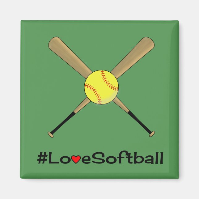 Liebe Softball Hashtag Slogan Sportgrün Magnet (Vorne)