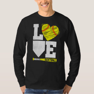 Liebe Softball Niedliches Herz mit Softball Bat fo T-Shirt