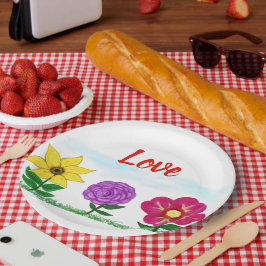 Liebe Sommerliche Blume Gelb Lila Rosa Florenz Pappteller
