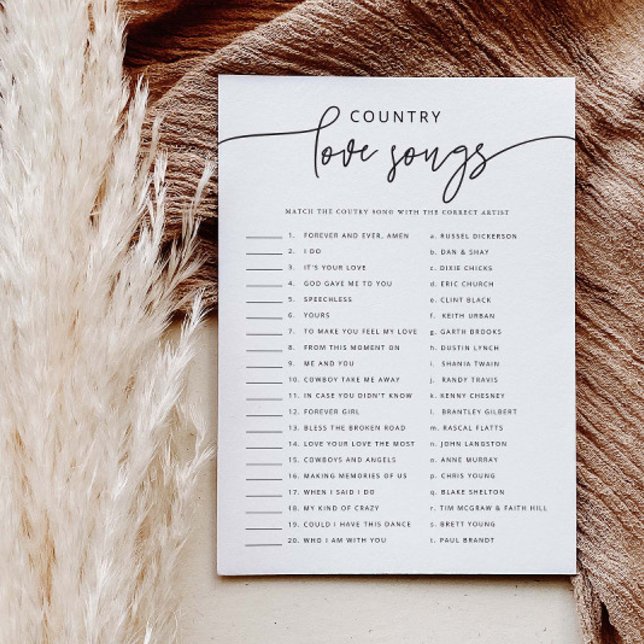 Liebe Song Match Brautparty Game Activity Card Einladung (Von Creator hochgeladen)