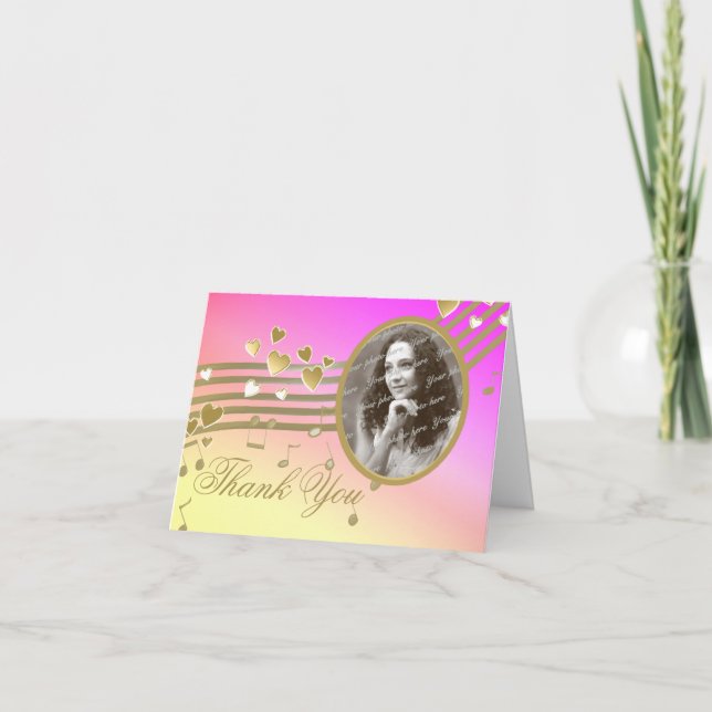 Liebe Song Notes Foto Vielen Dank Dankeskarte (Vorderseite)