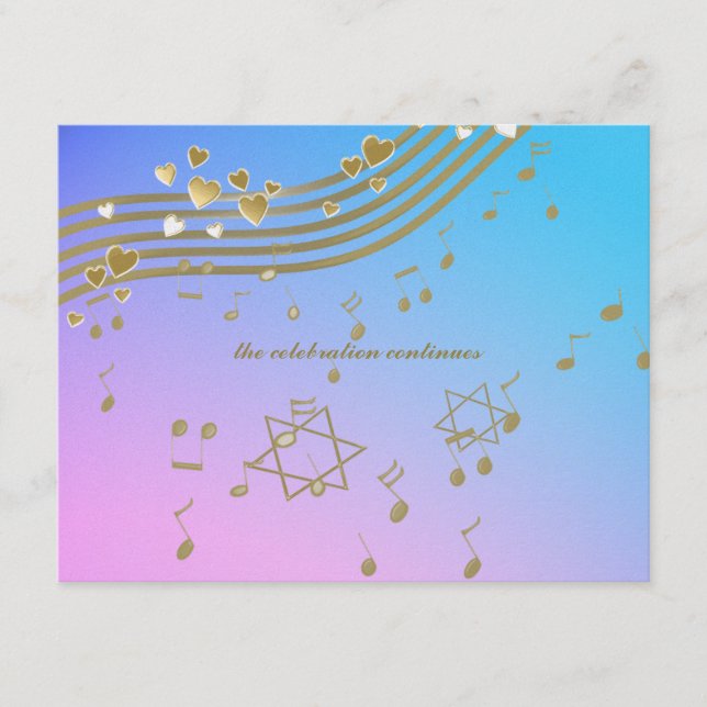 Liebe Songs Bat Mitzvah Empfang Card Begleitkarte (Vorderseite)