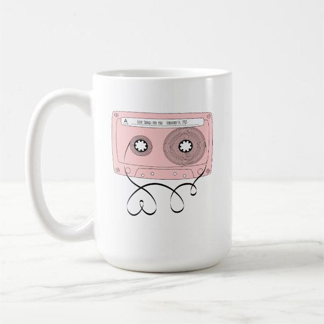 Liebe-Songs für You-Retro Valentine's Cassette Tap Kaffeetasse (Links)