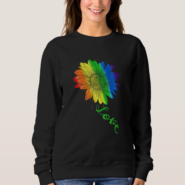 Liebe Sonnenblumen Blütenblume Lgbtq Regenbogenfla Sweatshirt (Vorderseite)