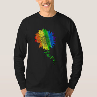 Liebe Sonnenblumen Blütenblume Lgbtq Regenbogenfla T-Shirt