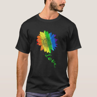 Liebe Sonnenblumen Blütenblume Lgbtq Regenbogenfla T-Shirt