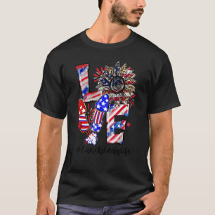 Liebe Sonnenblumen Leopard Feuerwerk Mittagessen L T-Shirt