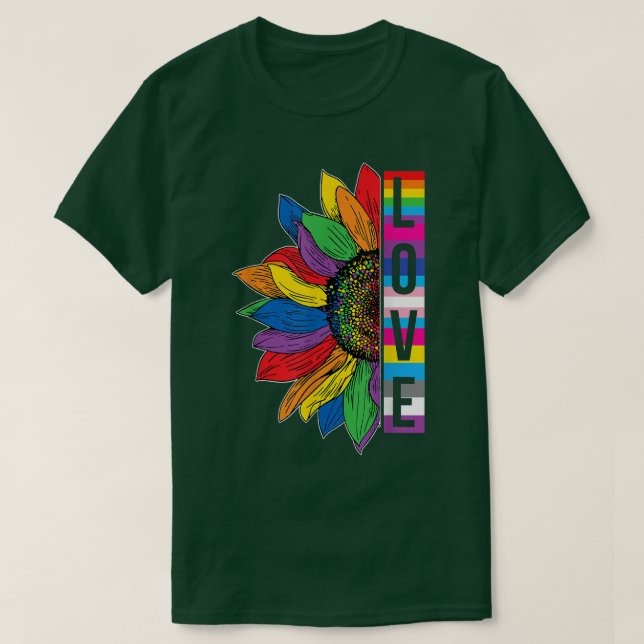Liebe Sonnenblumen LGBTQ-Regenbogenflagge Gay Prid T-Shirt (Design vorne)