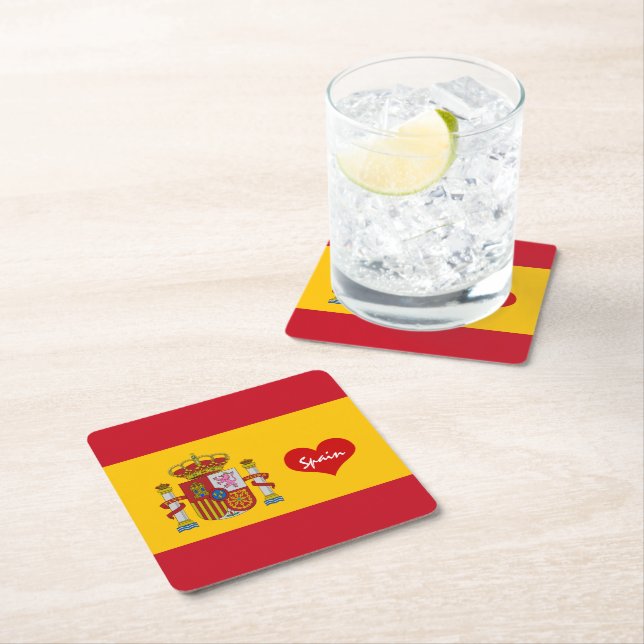 Liebe Spanien & Flaggen /Sport Party Dekoration Rechteckiger Pappuntersetzer (Vor Ort)