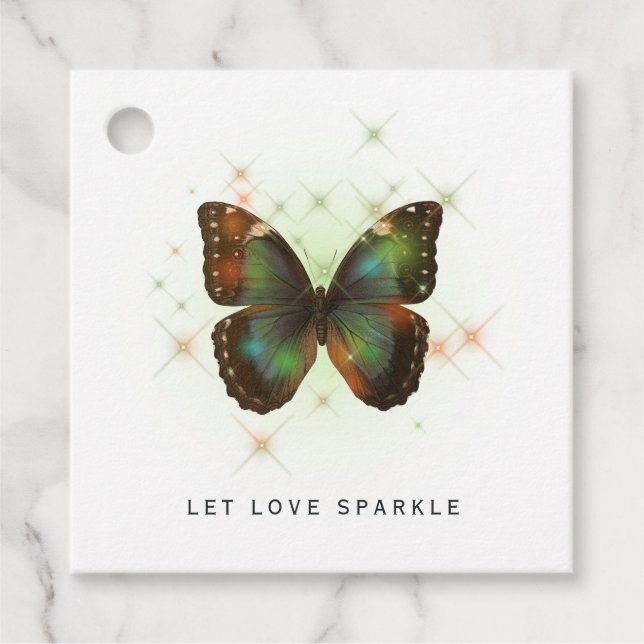 Liebe Sparkle Butterfly gelassen und Hochzeit Geschenkanhänger (Vorderseite)