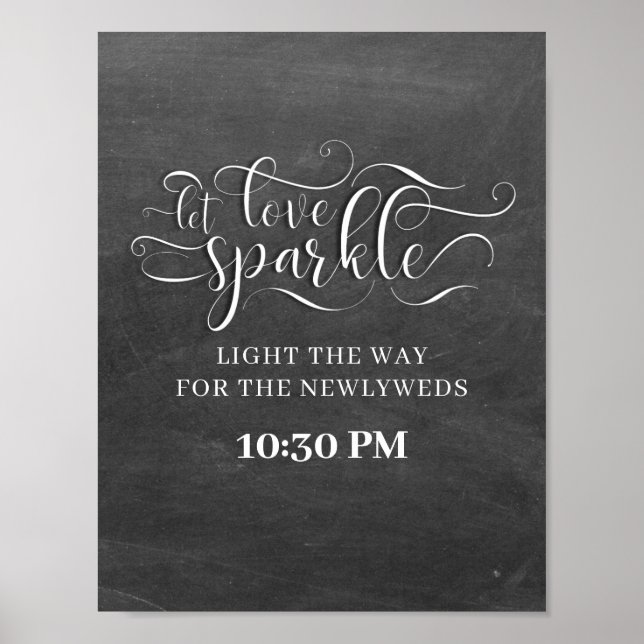 Liebe Sparkle Chalkboard Hochzeitszeichen gelassen Poster (Vorne)