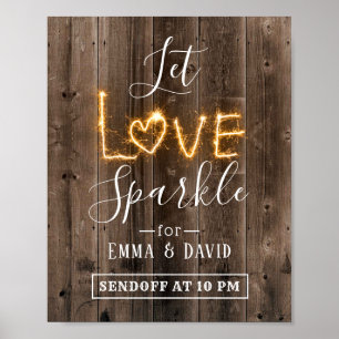 Liebe-Sparkle gelassen Rustikales Holz-Hochzeits Poster