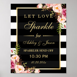 Liebe Sparkle Gold Blumenstrauß Hochzeitszeichen Poster
